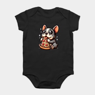 Cute French Bulldog with Pizza Baby Bodysuit